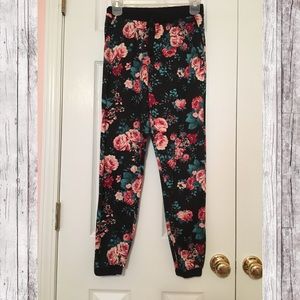 Black & Floral Jogger Pants